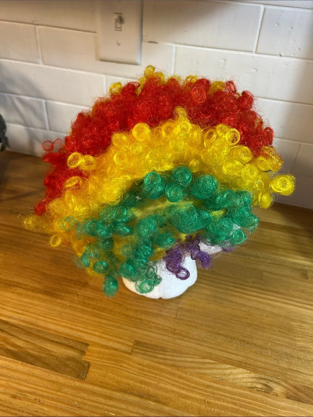 Multicolor Clown Curly Wig - Bright Rainbow Synthetic Hair Halloween